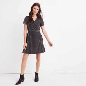 Madewell Gray Velvet Wrap Dress Small NWT